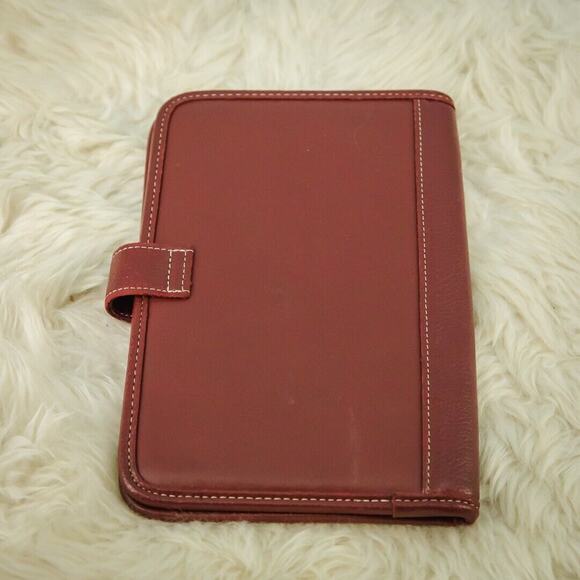 Franklin Covey Red Leather Easy Plan Bifold Magnetic Snap Day Week Planner - Picture 3 of 7